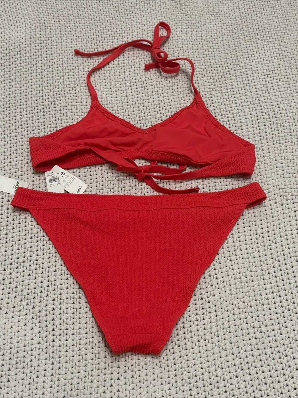 NWT Aerie Red Ribbed Bikini Set -Size Large - Picture 2 of 3